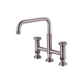Aquacubic Cupc certified Knurled Round handle kitchen faucet taps Lead free waterway Industrial Style Deck Mounted with 3 holes